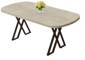 Valgomojo stalas Kalune Design Kaye, ruda sp./travertine sp., 168 cm x 90 cm x 76 cm