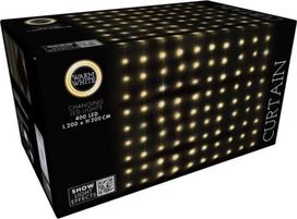 Lampki choinkowe Christmas decoration LAMPKI CHOINKOWE KURTYNA ŚWIETLNA ZEW/WEW 400 LED WW 200X200CM Z PILOTEM CIEPŁY BIAŁY | 232104 | 8721037232104