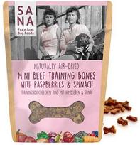 Sanadog Mini Bones jautienos skanėstai su avietėmis ir špinatais, 100 g