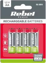 REBEL AA baterija, 2600 mAh, Ni-MH, 1.2 V, 4 vnt./bl, R6