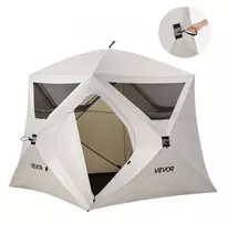 Momentinė kabinos tipo „pop-up“ palapinė 4 žmonėms, su tinkleliniais langais, patobulinta ventiliacija