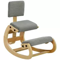 Ergonomiška kėdė keliams su atlošu, velveto audinys, biuro kėdė namams ir meditacijai, tamsiai pilka