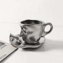Keraminė Bučinio Espresso Puodelio Dovana, Sidabrinis