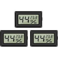 Drėgmės ir temperatūros matuokliai, 3 vnt., LCD, juodi