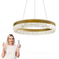 LED pakabinamas šviestuvas 50cm auksinis krištolas, apvalus, su pulteliu, reguliuojama spalva ir aukštis, Glamour