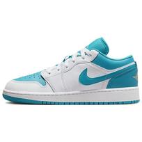Air Jordan 1 Low GS Aquatone Kids Sneakers White Celestial-Gold 553560-174 39 blue