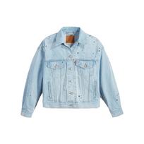Levis Single Button Collar Drop Shoulder Truck Driver Denim Jacket Unisex Jacket Blue A1743-0033 XS white