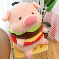 Cute Burger Pig Plush Toy Creative Little Pink Pig Doll Wedding Doll Birthday Gift Children's Companion Doll 25cm brown