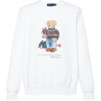 Polo Ralph Lauren Bear Cartoon Print Knit Crewneck Long Sleeve Sweatshirt Men sweatshirt White 710853308-028 L