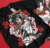 Mikasa T-shirt Attack on Titan Shirt Shingeki No Kyojin Anime AOT shirt Gift 168 S gray