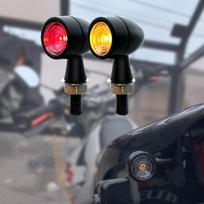 LED Posūkio Rodiklis, Motociklas, Mažas, Kulkos Formos, Itin Mažas, Mini, Rinkinys iš 2 vnt., Universalus, 12 V, 2 yellow red lights juoda
