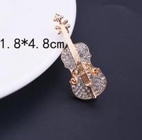 Korean Fashion Metal Crystal Violin Brooch Jewelry Rhinestone Music Equipment Classic Lapel Pins Gifts auksas