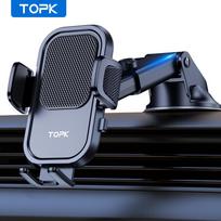 TOPK Universal Car Phone Holder 360° Rotation Cell Phone Mount for Air Vent & Dashboard Suction Cup Stand for All Phones black