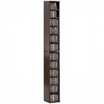 2 stulpelių lentynų rinkinys CD-DVD laikymo spintelė 12 skyrių 21 x 22,5 x 88,5 cm talpa 204 CD rudos 21 x 22.5 x 88.5 cm