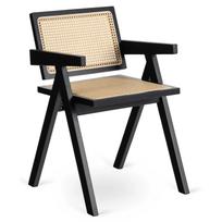 Madera medinė kėdė juoda/smėlio spalvos ažūrinė retro