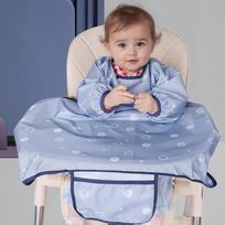 Anti-Dirty Coverall Baby Bib Waterproof Weaning Bibs Easy Clean Baby Eating Table Cover  Travel mėlyna
