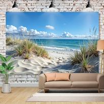 Sea View Landscape Tapestry 3D Window View Beach Tropical Cave and Beach Wall Hanging Bedroom Living Room Home Decoration 100X70CM