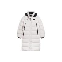 Lining Badminton Series Solid Color Logo Zip Hooded Long Sleeve Down Jacket Women outerwear Fengling-Gray AYMS208-1 XL white