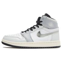 Air Jordan 1 High Zoom Comfort 2 Chrome Swoosh Women Sneakers Grey White Metallic-Silver FJ4652-100 36.5 gray