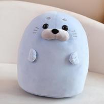 Down Cotton Round Seal Dumpling Doll Plush Toy Soft Pillow Cute Q Version Seal 30cm   0.3kg white