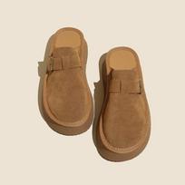 Lazy Shoes Women's Velvet 2024 New Retro Slippers Wearing Thick Sole Baotou Women's Shoes Outside 35 ruda