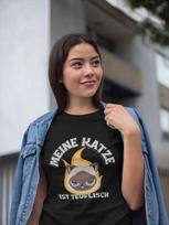 Bio Baumwolle Damen T-Shirt meine Katze teuflisch haustier Kitty Cat Geschenk 2XL