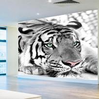 Dydis 3D Stereo Juodai Balto Tigro Freskos Sienų Popierius Svetainei TV Fonui Namų Dekoras 3D Kambario Sienų Popierius 200 cm(W) x 140 cm(H) gray