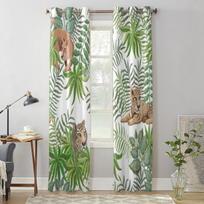 Safari Gyvūnai Liūtas Ir Tigras Langų Užuolaida Vaikų Kambariui Namų Žaliuzės Užuolaidos Svetainei Miegamojo Langų Užuolaidos 135W x 60H(cm) x1 gray
