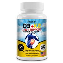 Vitamin D3 K2 - 120 Capsules - Vitamin D 5000 IU Vit K2 MK7 225 mcg High Strength 120 Capsules