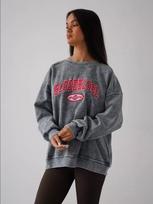 American Old Washed Black Crew Neck Sweater 2026 New Street Personality BF Style Pure Cotton Tide S skalbtas juodos spalvos