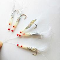 5Pcs Artificial Mackerel Feathers Bass Cod Lures Sea Fishing Rigs Tackle Bait