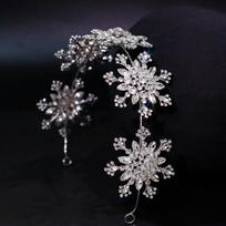 Exquisite Rhinestone Snowflake Hairband Luxury Pageant Diadem Headband  Prom Event sidabras