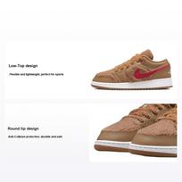 Air Jordan 1 Low Utility GS Teddy Bear Kids Sneakers Brown Dark-Driftwood Racer-Blue DO2233-264 35.5 brown