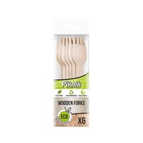 Vienkartinės medinės šakutės PIKNIK Eco 6 vnt.