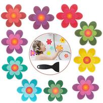 PEVA Bath Tub Slip Stickers 3.99*3.93 Inch Waterproof and Non-slip Paster  Ladders 10pcs Small Flowers