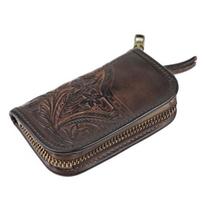 Head Layer Cowhide, Tree Ointment, Vegetable Tanned Leather Key Set, Business Multifunctional Card Clip Car Key Bag, Men's black