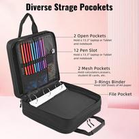 3-Ring Binder With Zipper Waterproof Oxford Binder Heavy Duty 500-Sheet Capacity Binder Bag With Multi-pockets For 13Inch laptop CN gray
