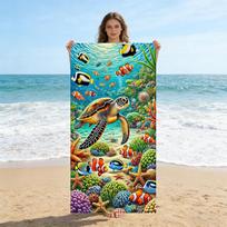 1pc Underwater World Beach Towel Quick-drying Small To Large Towel Suitable for Beach Vacation Pool Yoga Summer Gift for Friends 70cm×140cm blue