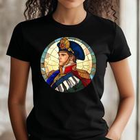 T-Shirt Women Napoleon Stained Glass Motif Cotton Size XS to 3XLWill be opened in a new window or tab M brown