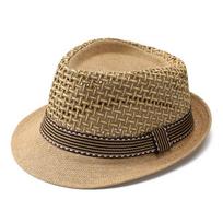 Kvėpuojanti šiaudinė fedora skrybėlė su trumpu kraštu, gėlėta skrybėlė, nauja saulės skrybėlė, vasara Khaki-Kid beige