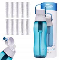Vandens filtruojantis butelis Aqualogis Aqua&Go 0,75 l mėlynas su 10 filtrų