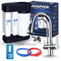 Vandens filtras AQUAPHOR MORION ir žalvarinis virtuvinis maišytuvas su pasukamu snapeliu