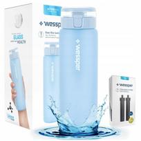 Vandens filtruojantis butelis Wessper ActiveMax 0,68 l mėlynas + 3 filtrai