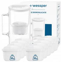 Vandens filtras ąsotis Wessper D2 borosilikatinis 3 l baltas su 10 filtru