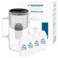 Vandens filtras ąsotis Wessper D2 BOROSILICATE 3l juodas su 5 filtrais