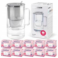 Vandens filtras ąsotis Aquaphor Glass Grey su 10 Maxfor kasečių