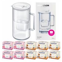 Vandens filtras ąsotis Aquaphor Glass baltas + 10 Maxfor filtrų (4Mg+6H)