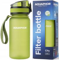 Vandens butelis su filtru Aquaphor City 350 ml žalias su laikikliu