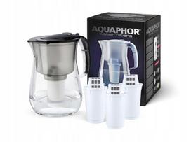 Vandens filtro ąsotis Aquaphor Provence 4,2 l su skaitikliu ir 3 A5 kasetėmis, juodas