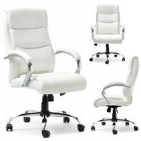 Biuro kėdė ELEGANT LUX, balta oda, chromuota, su ratukais